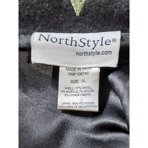 North Style Vintage Sz XL Wool Blend Floral Embroidered Jacket Coat Pockets - Picture 8 of 10